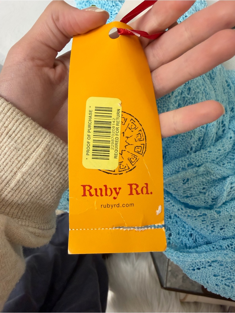 Ruby Rd. Light Blue Open Knit Cardigan - Picture 7 of 7